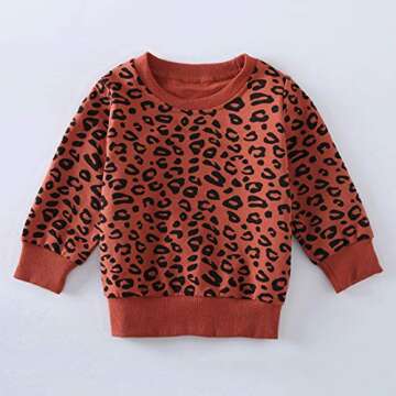 Toddler Baby Girls Leopard Print Clothes Set Long Sleeve T-Shirt Tops and Pants 2pcs Outfits(1-Brick red(Long Sleeve), 2T)