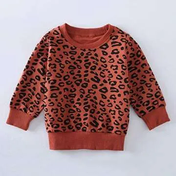 Toddler Baby Girls Leopard Print Clothes Set Long Sleeve T-Shirt Tops and Pants 2pcs Outfits(1-Brick red(Long Sleeve), 2T)