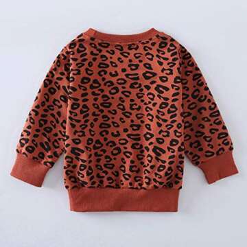 Toddler Baby Girls Leopard Print Clothes Set Long Sleeve T-Shirt Tops and Pants 2pcs Outfits(1-Brick red(Long Sleeve), 2T)