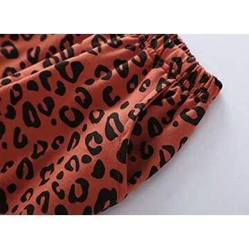 Toddler Baby Girls Leopard Print Clothes Set Long Sleeve T-Shirt Tops and Pants 2pcs Outfits(1-Brick red(Long Sleeve), 2T)