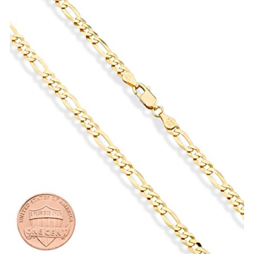 Miabella Gold Over Sterling Silver Figaro Chain Necklace