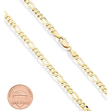Miabella Gold Over Sterling Silver Figaro Chain Necklace