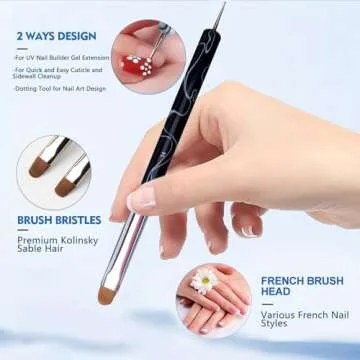 Professional French Nail Brush with Dotting Tool