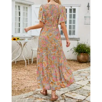 Stylish ZESICA Floral Print Summer Maxi Dress for Women