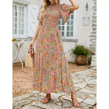 Stylish ZESICA Floral Print Summer Maxi Dress for Women