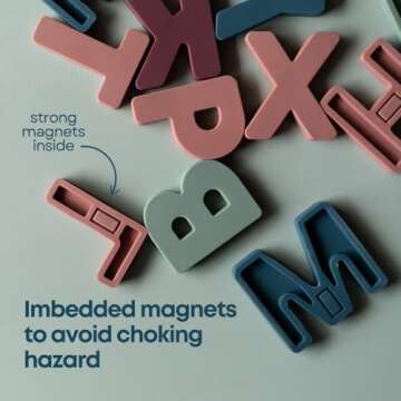 RayPlay Food-Grade Silicone Uppercase ABC Magnetic Alphabet Letters - 26 PCS Educational Multicolor Alphabet Fridge Magnets for Toddlers 1-3 - Magnetic Letters for Classroom Learning