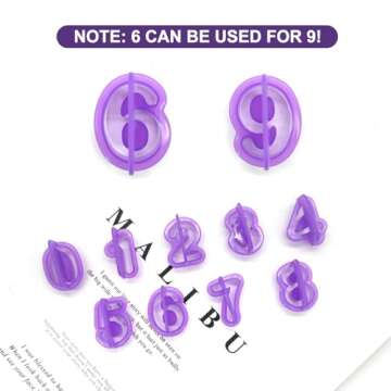 BlingKingdom 40pcs Alphabet Cookie Cutters Set Purple Plastic Letter Icing Cake Decorating Fondant Number Cutters Mould Tools for Sugarcraft Biscuit Pastry Plunger Baking