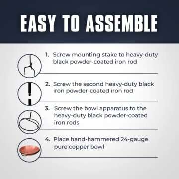 Copper Standing Bird Feeder and Bath Bowl for Outdoors