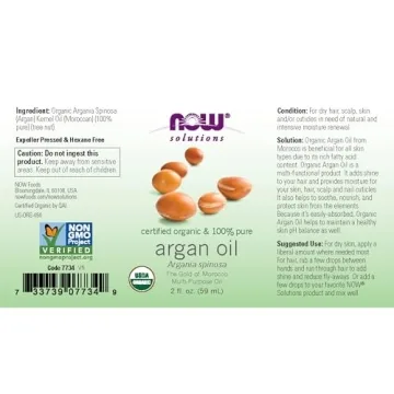 NOW Foods Organic Argan Oil Pure Multi-Purpose 2-Ounce