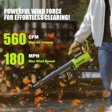 Vinchest Leaf Blower Cordless 2× 4.0Ah Batteries 560CFM 180MPH