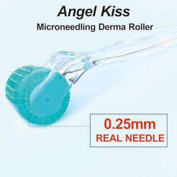 Angel Kiss 192 Derma Roller REAL NEEDLES Microneedling Roller 0.25 mm Stainless Steel Needles - Microneedle Roller for Face - w/Storage Case