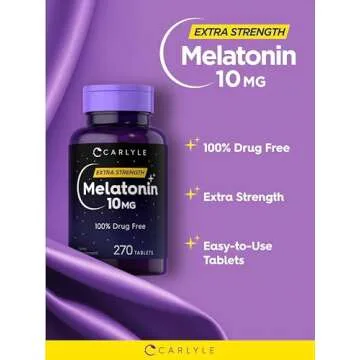 Carlyle Melatonin 10mg Tablets with L-Theanine - 270 Count