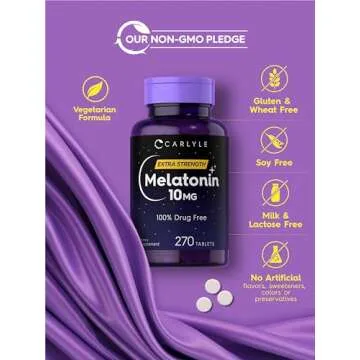 Carlyle Melatonin 10mg Tablets with L-Theanine - 270 Count