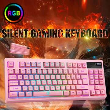 ZJFKSDYX L87 Wireless Gaming Keyboard, Rechargeable 3000mAh 2.4G LED Backlit Wireless Keyboard, Ergo...