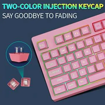ZJFKSDYX L87 Wireless Gaming Keyboard, Rechargeable 3000mAh 2.4G LED Backlit Wireless Keyboard, Ergonomic Keyboard with Mechanical Feeling Keys for PC PS4 Xbox One Mac, Teclado Gamer (Pink)