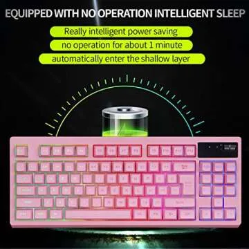 ZJFKSDYX L87 Wireless Gaming Keyboard, Rechargeable 3000mAh 2.4G LED Backlit Wireless Keyboard, Ergonomic Keyboard with Mechanical Feeling Keys for PC PS4 Xbox One Mac, Teclado Gamer (Pink)