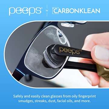 CarbonKlean Peeps Glasses Cleaner - for Eyeglasses, Reading Glasses, and More - Lens Cleaner with Ca...