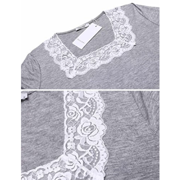 Ekouaer Women's Lace-Trimmed Pajama Set Grey XS-XL