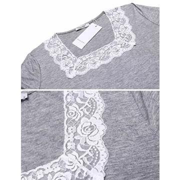 Ekouaer Women's Lace-Trimmed Pajama Set Grey XS-XL