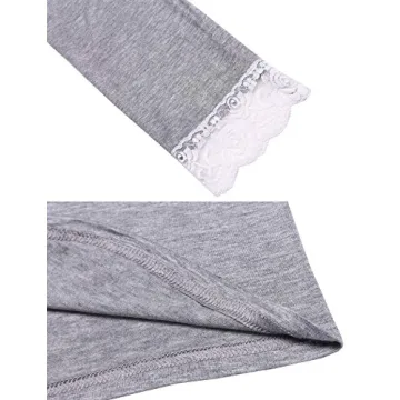 Ekouaer Women's Lace-Trimmed Pajama Set Grey XS-XL