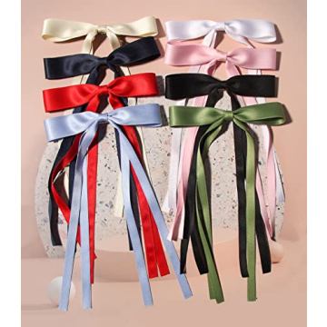 Stylish LFOUVRE Long Tail Bow Hair Clips for Women