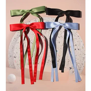 Stylish LFOUVRE Long Tail Bow Hair Clips for Women