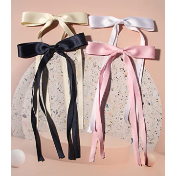 Stylish LFOUVRE Long Tail Bow Hair Clips for Women