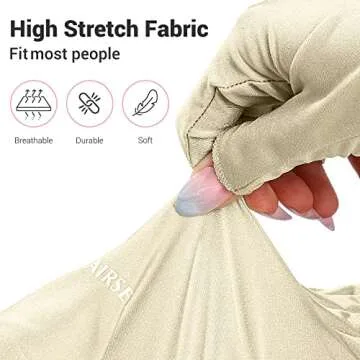 AIRSEE UV Gloves for Nail Lamp,Professional UPF50+ UV Protection Gloves for Manicures Nail Art,Fingerless Gloves That Shield Skin from The Sun and Nail Lamp (Nude)