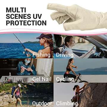 AIRSEE UV Gloves for Nail Lamp,Professional UPF50+ UV Protection Gloves for Manicures Nail Art,Fingerless Gloves That Shield Skin from The Sun and Nail Lamp (Nude)