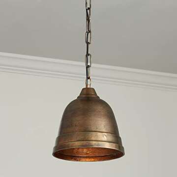Capital Lighting 335312XB Sedona Handcrafted Sand-Cast Aluminum Industrial Metal Bell Pendant, 1-Lig...
