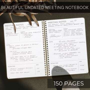Beautiful Meeting Notebook For Work Organization - Easily Take Notes And Keep Agendas on Track - The...