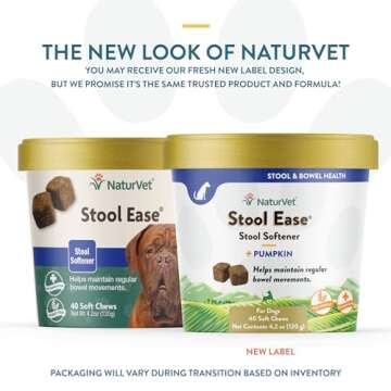 NaturVet – Stool Ease for Dogs – 40 Soft Chews – Helps Maintain Regular Bowel Movements – En...