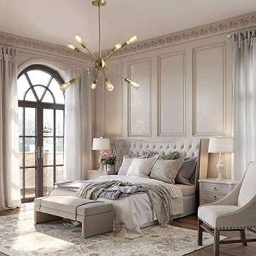 SUSVQLXG Sputnik Chandelier Light Fixture 8-12 Lights (Copper, 8-Light)