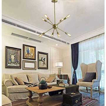 SUSVQLXG Sputnik Chandelier Light Fixture 8-12 Lights (Copper, 8-Light)