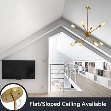 SUSVQLXG Sputnik Chandelier Light Fixture 8-12 Lights (Copper, 8-Light)