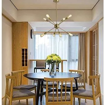 SUSVQLXG Sputnik Chandelier Light Fixture 8-12 Lights (Copper, 8-Light)