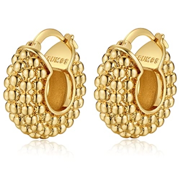 18K Gold Plated Chunky Hoop Earrings for Women