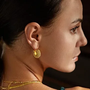 18K Gold Plated Chunky Hoop Earrings for Women