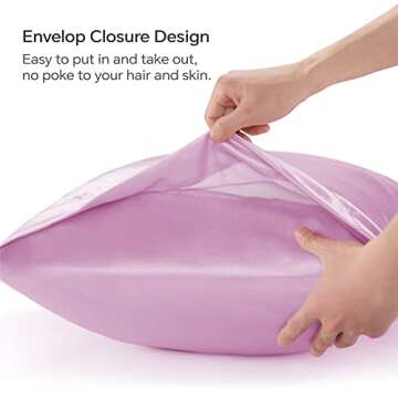 BEDELITE Satin Pillowcase for Hair and Skin, Super Soft and Cooling Similar to Silk Pillow Cases 2 Pack with Envelope Closure, Gift for Women Men(20"x40" King Size, Pink)