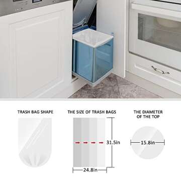 13 Gallon 80 Counts Strong Trash Bags Garbage Bags by Teivio, Bin Liners, Plastic Bags for home offi...