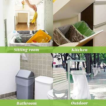 13 Gallon 80 Counts Strong Trash Bags Garbage Bags by Teivio, Bin Liners, Plastic Bags for home office kitchen, Clear