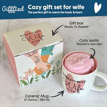 Triple Gifffted World's Best Wife Ever Coffee Mug and Socks Gifts For Women From Husband For Valenti...