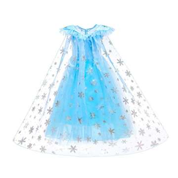 Princess Costumes Birthday Party Dress Up for Little Girls with Wig,Crown,Mace,Gloves Accessories 3-10 Years