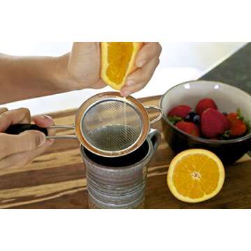 LiveFresh Fine Mesh Stainless Steel Mini Tea Strainer with Non Slip Handle - 3 inch - Ideal Size for Straining Teas and Cocktails or Sifting Flour, Sugar, Spices, and Herbs
