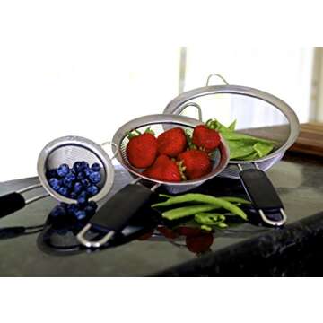 LiveFresh Fine Mesh Stainless Steel Mini Tea Strainer with Non Slip Handle - 3 inch - Ideal Size for Straining Teas and Cocktails or Sifting Flour, Sugar, Spices, and Herbs