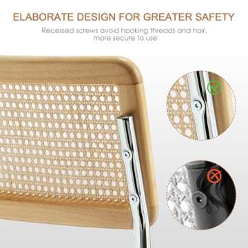 Zesthouse Natural Rattan Bar Stools Set of 2, 26'' Modern Counter Height Stools, Yellow Velvet Counter Height Chairs with Solid Wood Back, Mid Century Cantilevered Design Bar Chairs for Kitchen Island