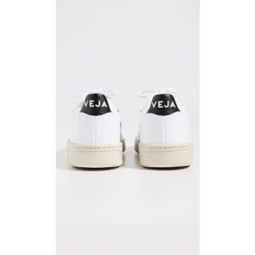 Veja Women's V-10 Lace Up Sneakers, White/Black, 4 Medium US