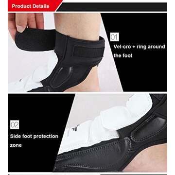 Baselay Taekwondo Foot Protector, WTF Approved Training Boxing Martial Arts Boxing Punch Bag Sparring Muay Thai Kung Fu Feet Protector TKD KTA Foot Gear Support for Men Women Kids (White, Large)