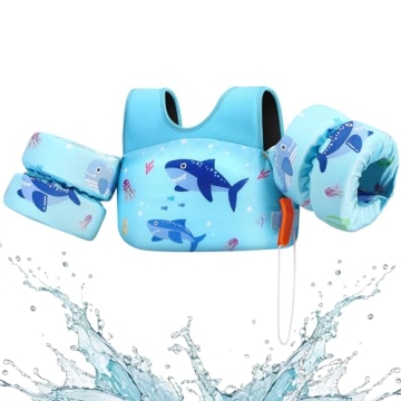 HeySplash Kids Swim Vest Adjustable Safe Durable Blue Shark