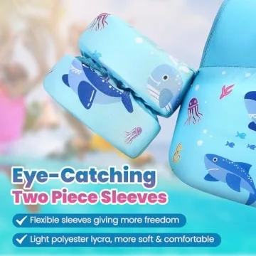 HeySplash Kids Swim Vest Adjustable Safe Durable Blue Shark